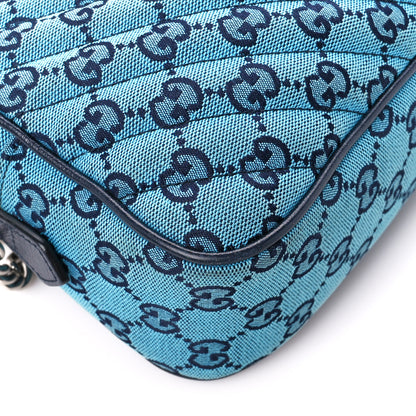 Gucci Monogram Multicolor Matelasse Diagonal Small GG Marmont Chain Shoulder Bag Light Blue 10 of 11