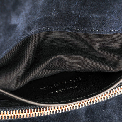 Saint Laurent Suede Mixed Matelasse Triquilt Large Monogram Envelope Satchel Navy Blue 8 of 8