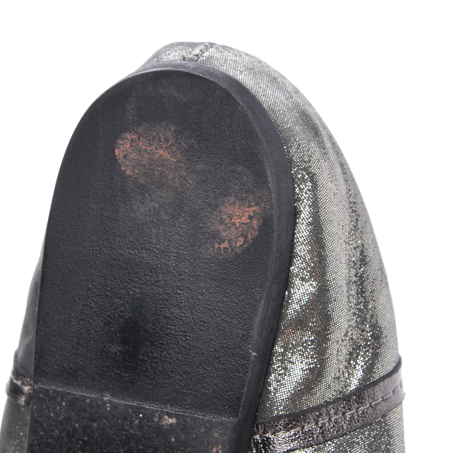 Metallic Lambskin Elastic Ballet Flats 39 Dore Argent