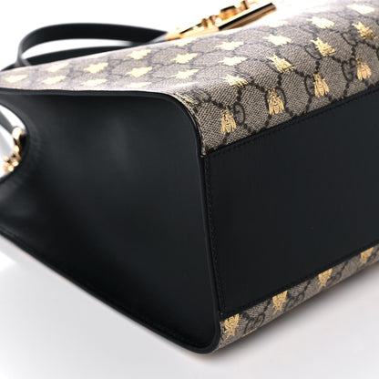 Gucci GG Supreme Monogram Bees Medium Padlock Tote Beige Oro Black 10 of 11