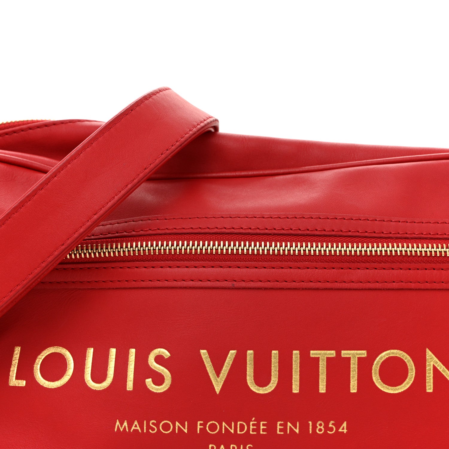 Louis Vuitton Supple Calfskin Paname Take Off Flight Overseas Bag Red 8 of 17
