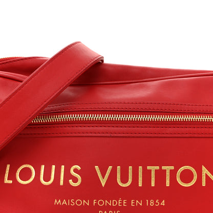 Louis Vuitton Supple Calfskin Paname Take Off Flight Overseas Bag Red 8 of 17