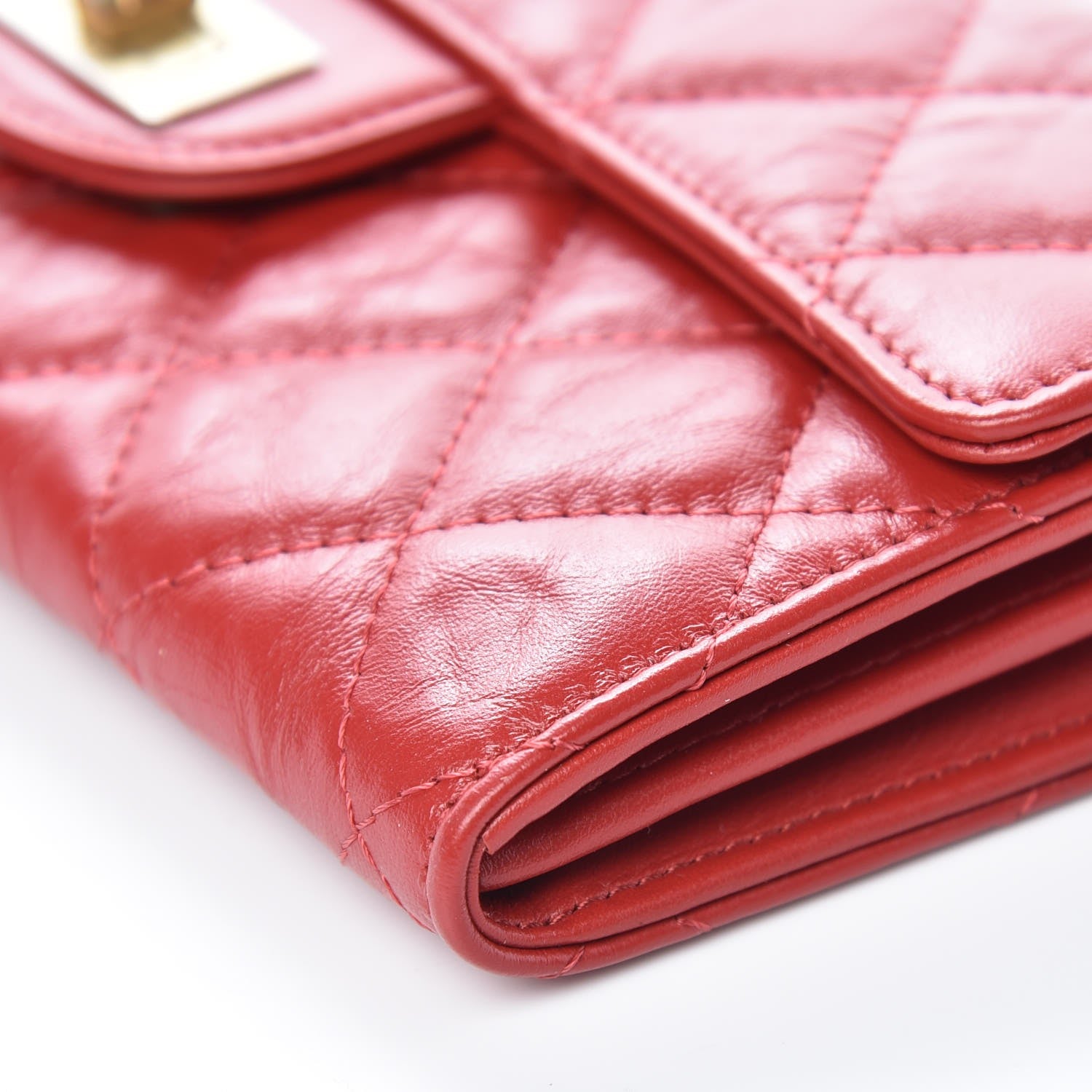 Chanel Aged Calfskin Quilted Large Reissue Gusset Flap Wallet Red 9 of 9