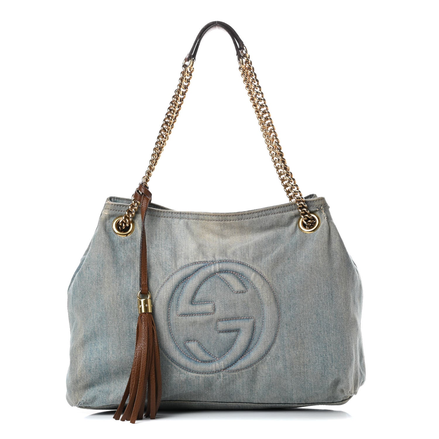 Gucci Denim Medium Soho Chain Shoulder Bag Blue 1 of 17