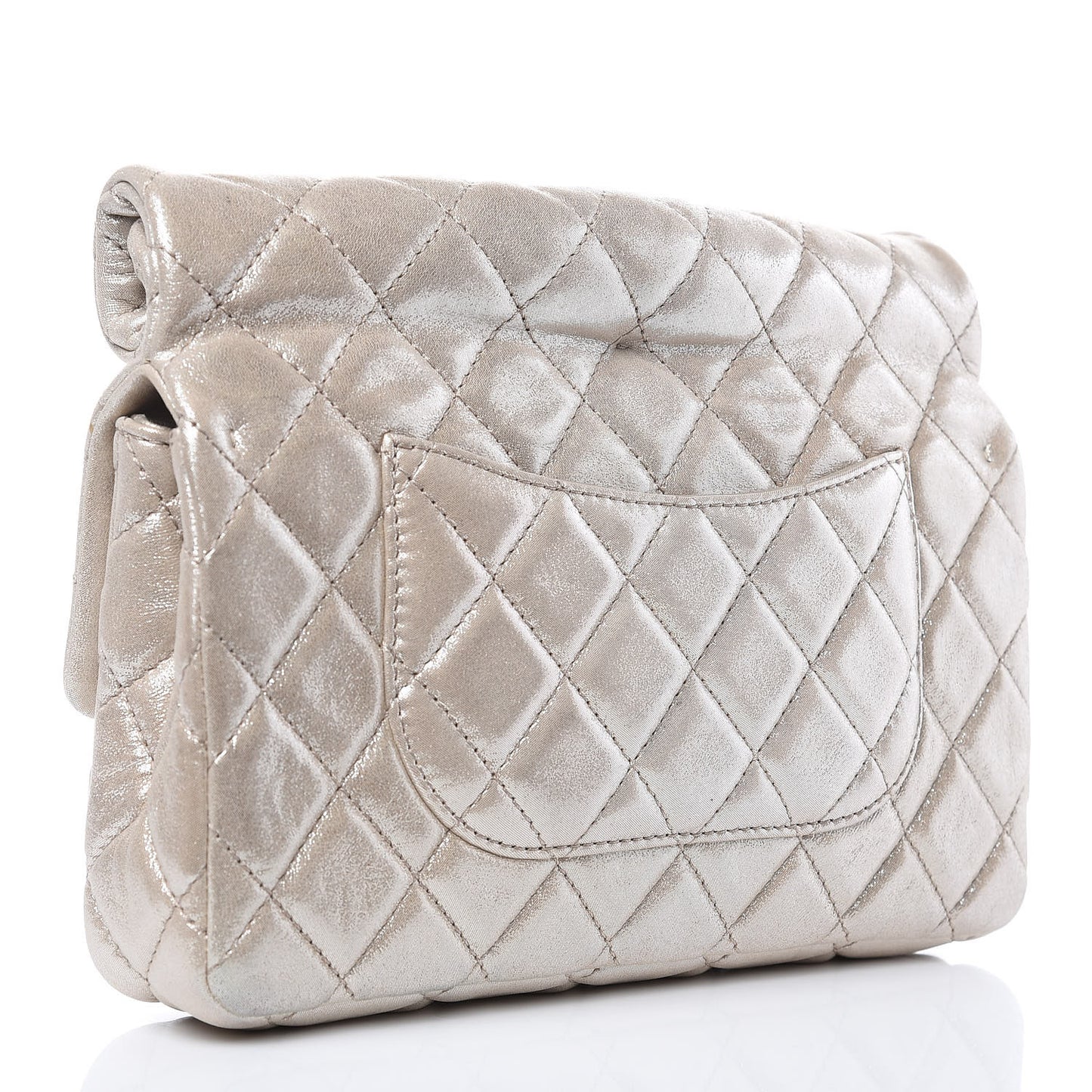 Iridescent Calfskin Quilted Large Roll 2.55 Reissue Clutch Light Gold