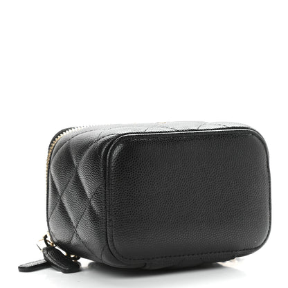 Chanel Caviar Quilted Mini Pearl On Top Vanity Case With Chain Black 6 of 18