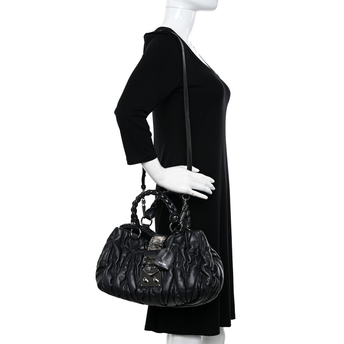 Nappa Matelasse Top Handle Satchel Black