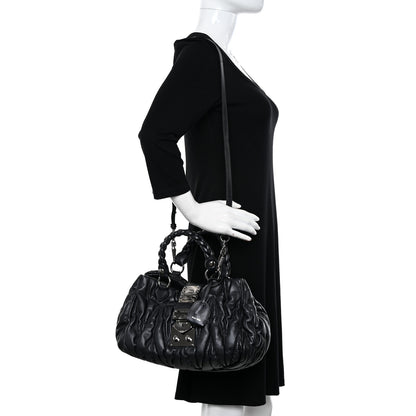 Miu Miu Nappa Matelasse Top Handle Satchel Black 2 of 9