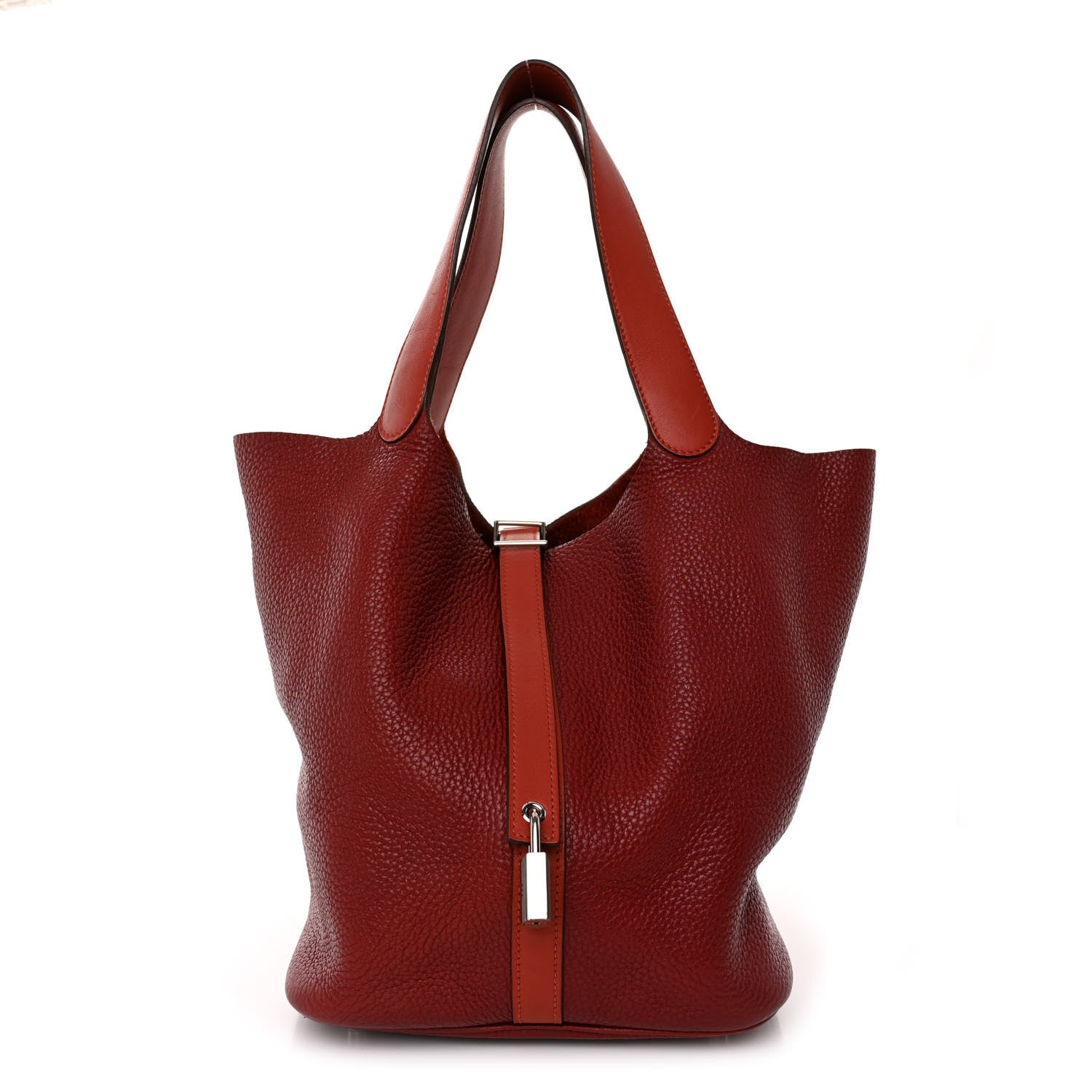 Hermes Taurillon Clemence Swift Picotin Lock 26 GM Rouge H Brique 1 of 12
