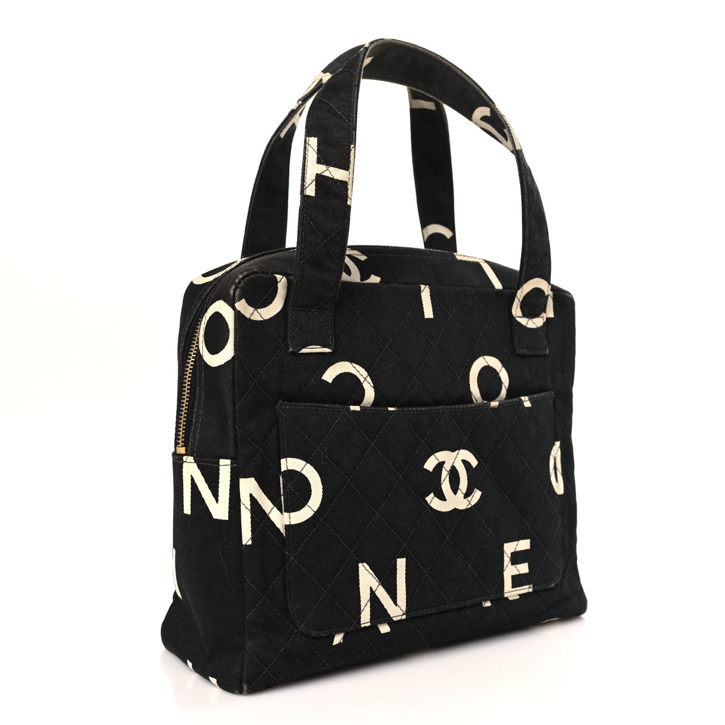 Denim CC Logo Top Handle Black