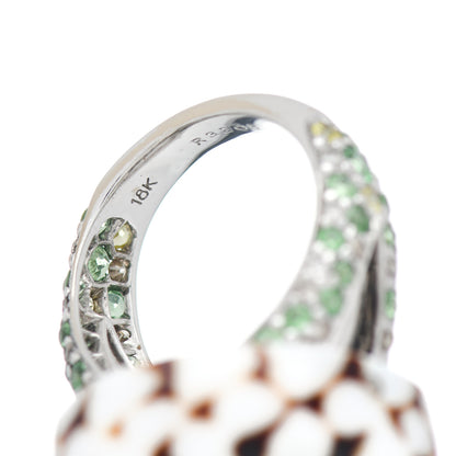 John Hardy 18K White Gold Diamond Sapphire Tsavorites Marble Cone Shell Cinta Ring 55 7.25 6 of 6