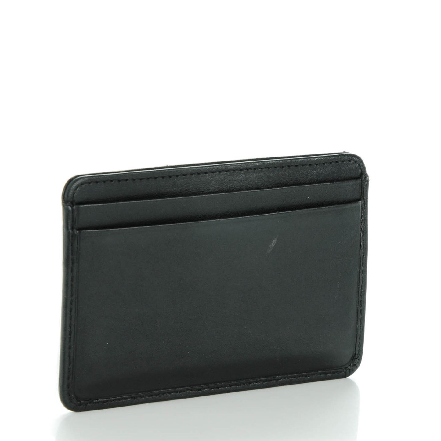 Calfskin Quilted Cambon Card Holder Black