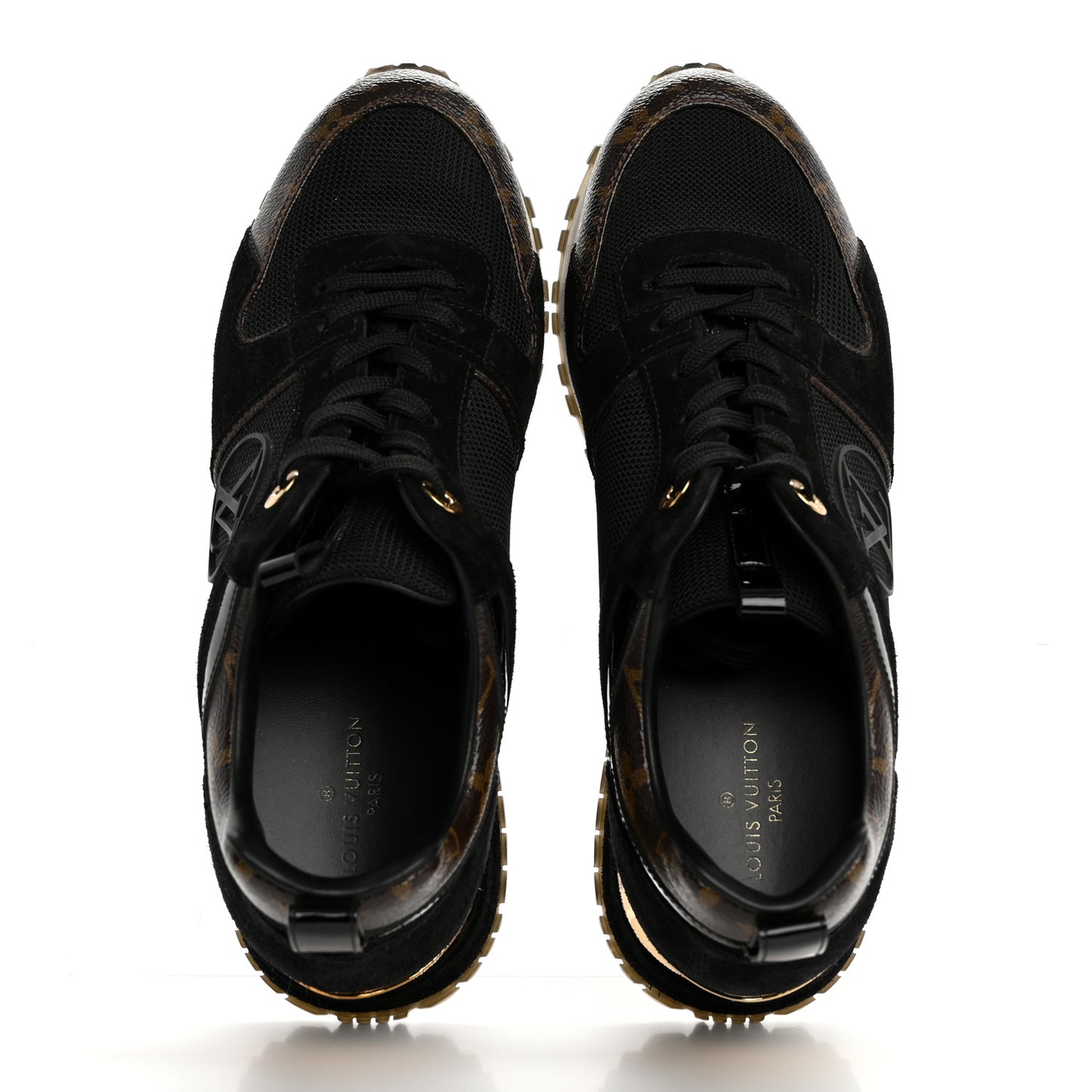 Suede Monogram Run Away Sneakers 37.5 Black