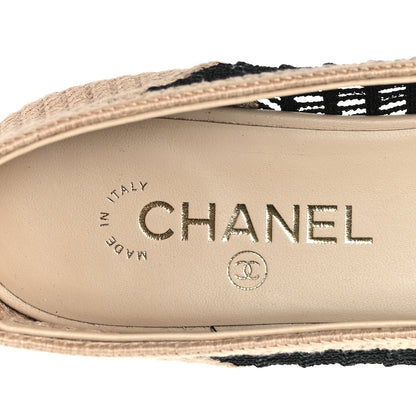 Chanel Raffia Cap Toe Ballerina Flats 39 Black Beige 8 of 10