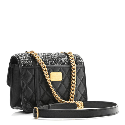 Chanel Aged Calfskin Tweed Quilted City School Flap Black 2 of 9