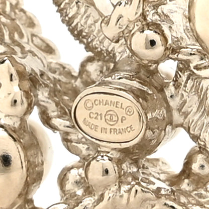 Chanel Pearl Chain CC Brooch Gold 3 of 4