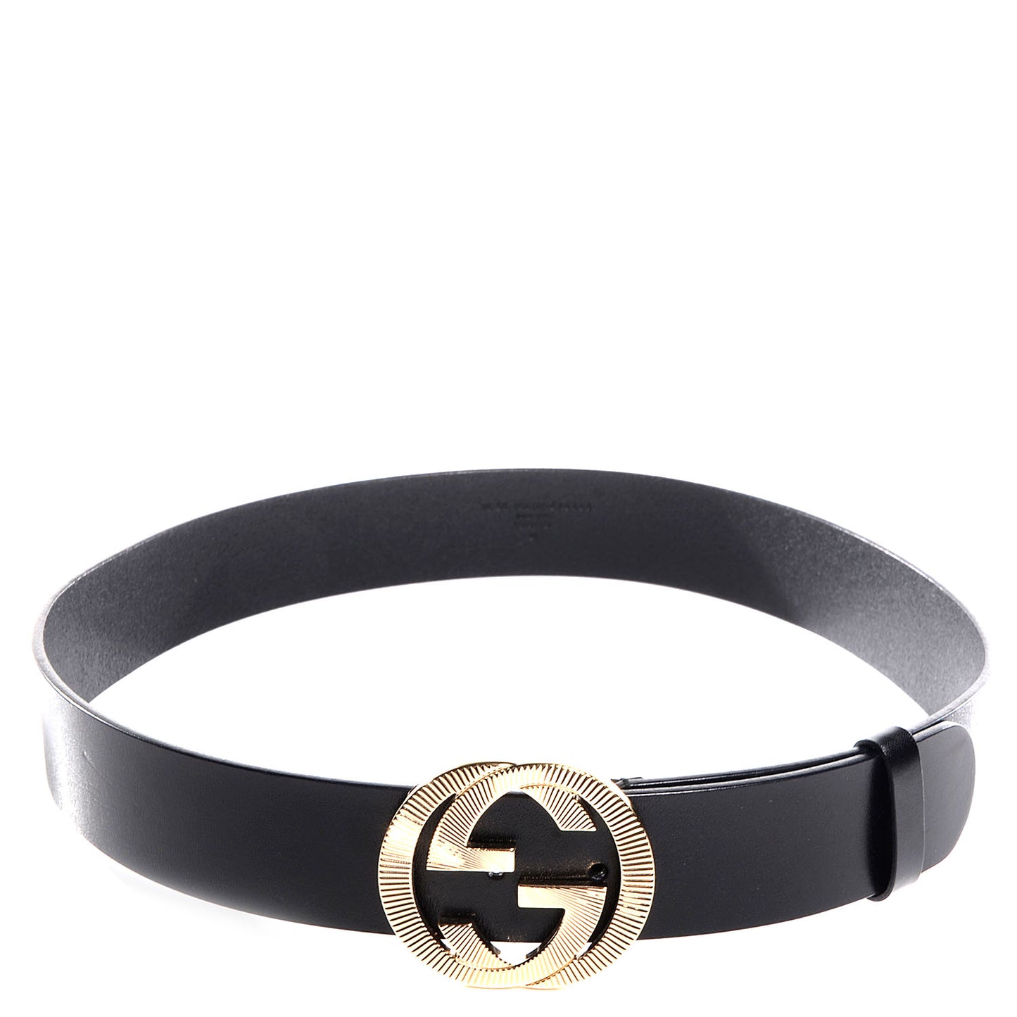 Leather GG Logo Buckle Belt Black 85 34