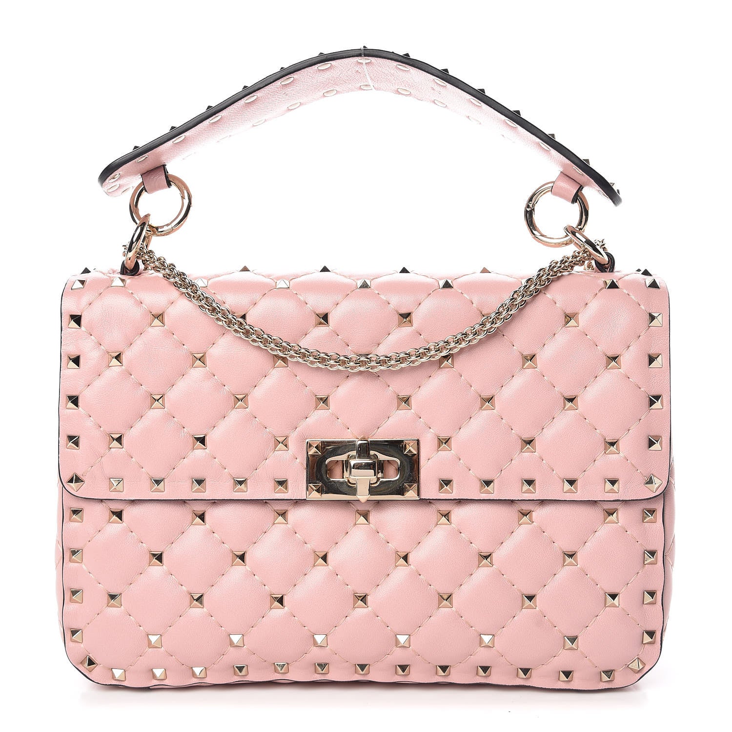 Valentino Garavani Lambskin Medium Rockstud Spike Shoulder Bag Pink 1 of 10