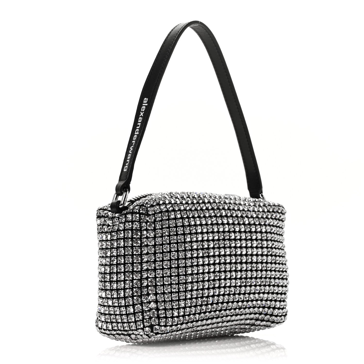 Alexander Wang Mesh Crystal Rhinestone Mini Heiress Pouch Black Silver 3 of 9