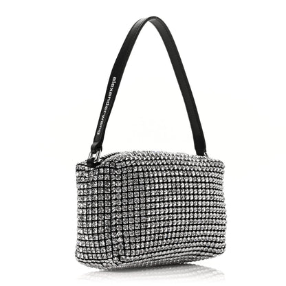 Alexander Wang Mesh Crystal Rhinestone Mini Heiress Pouch Black Silver 3 of 9