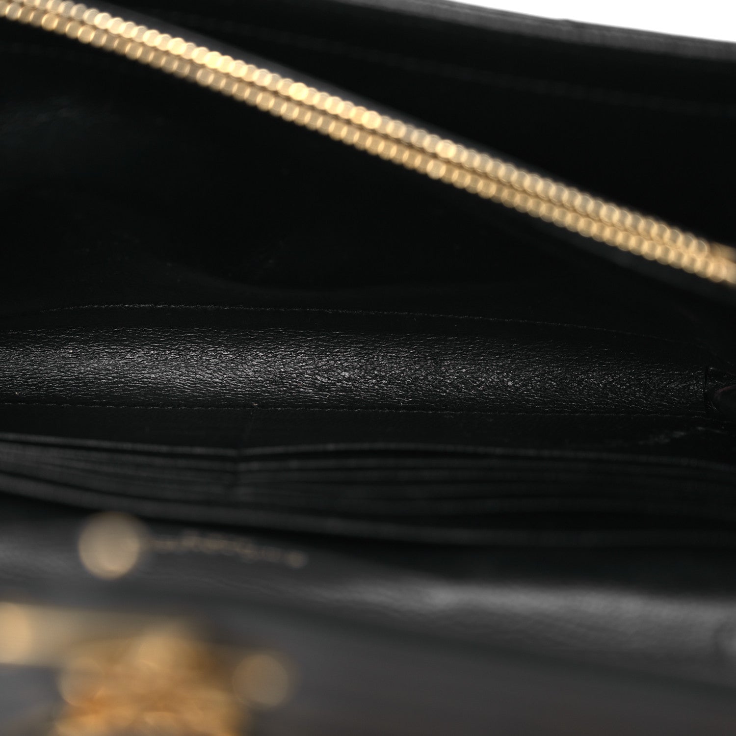 Saint Laurent Grain De Poudre Matelasse Chevron Monogram Chain Wallet Black 5 of 19