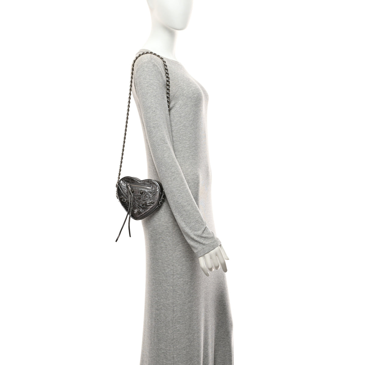 Balenciaga Metallic Agneau Arena Mini Le Cagole Heart Bag Silver 2 of 10