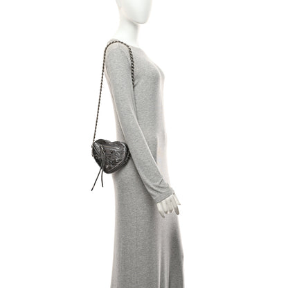 Balenciaga Metallic Agneau Arena Mini Le Cagole Heart Bag Silver 2 of 10