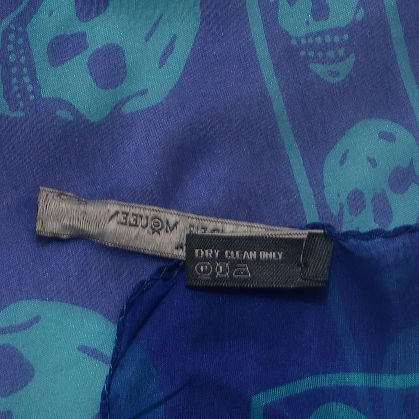 Silk Chiffon Skull Scarf Blue