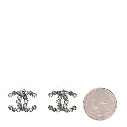 Chanel Crystal CC Earrings Silver 2 of 4