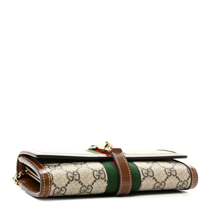 Gucci GG Supreme Monogram Azalea Calfskin Web Jackie 1961 Chain Wallet Beige Ebony Brown Sugar 4 of 10
