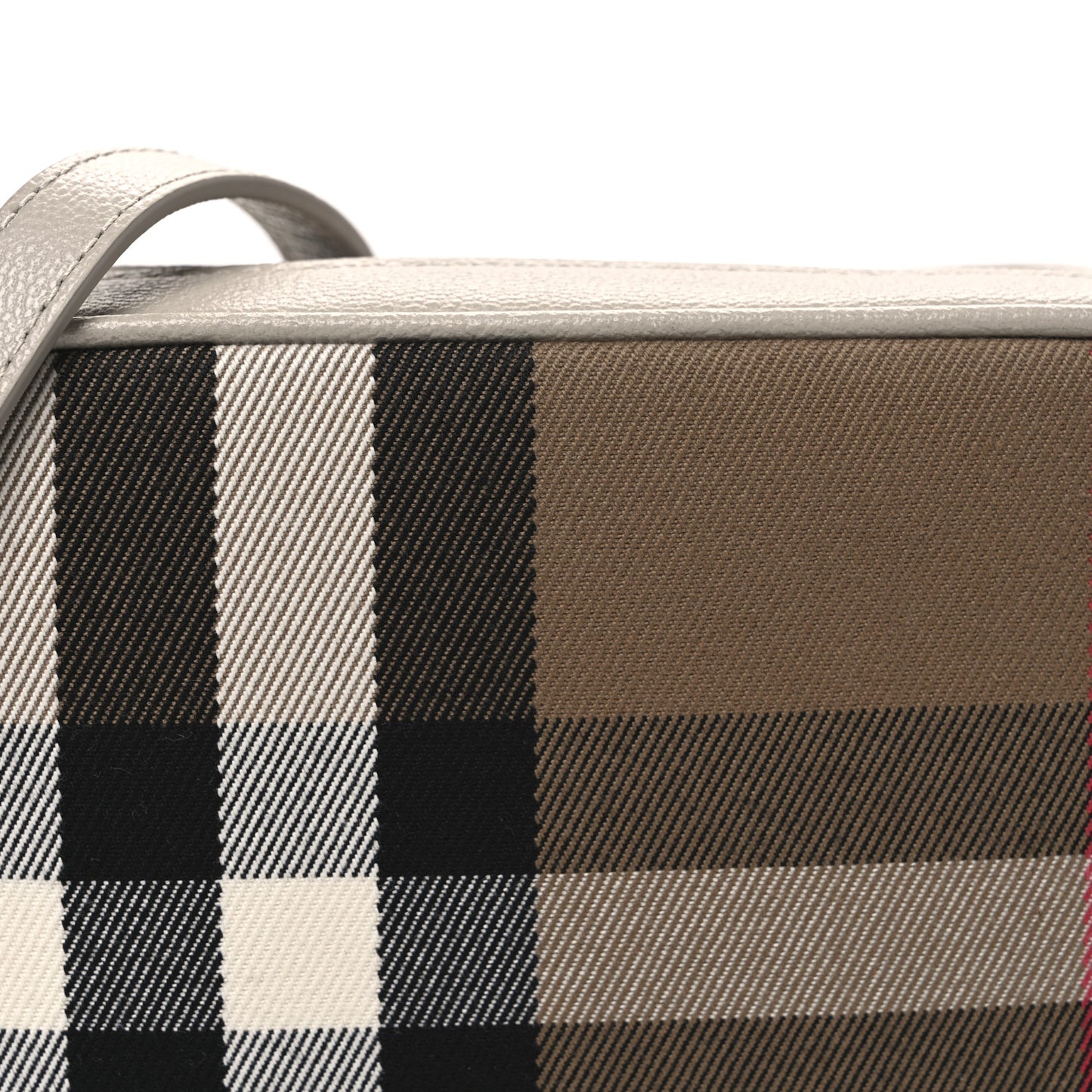 Calfskin House Check Small Camera Bag Limestone