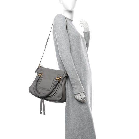 Calfskin Medium Marcie Satchel Cashmere Grey