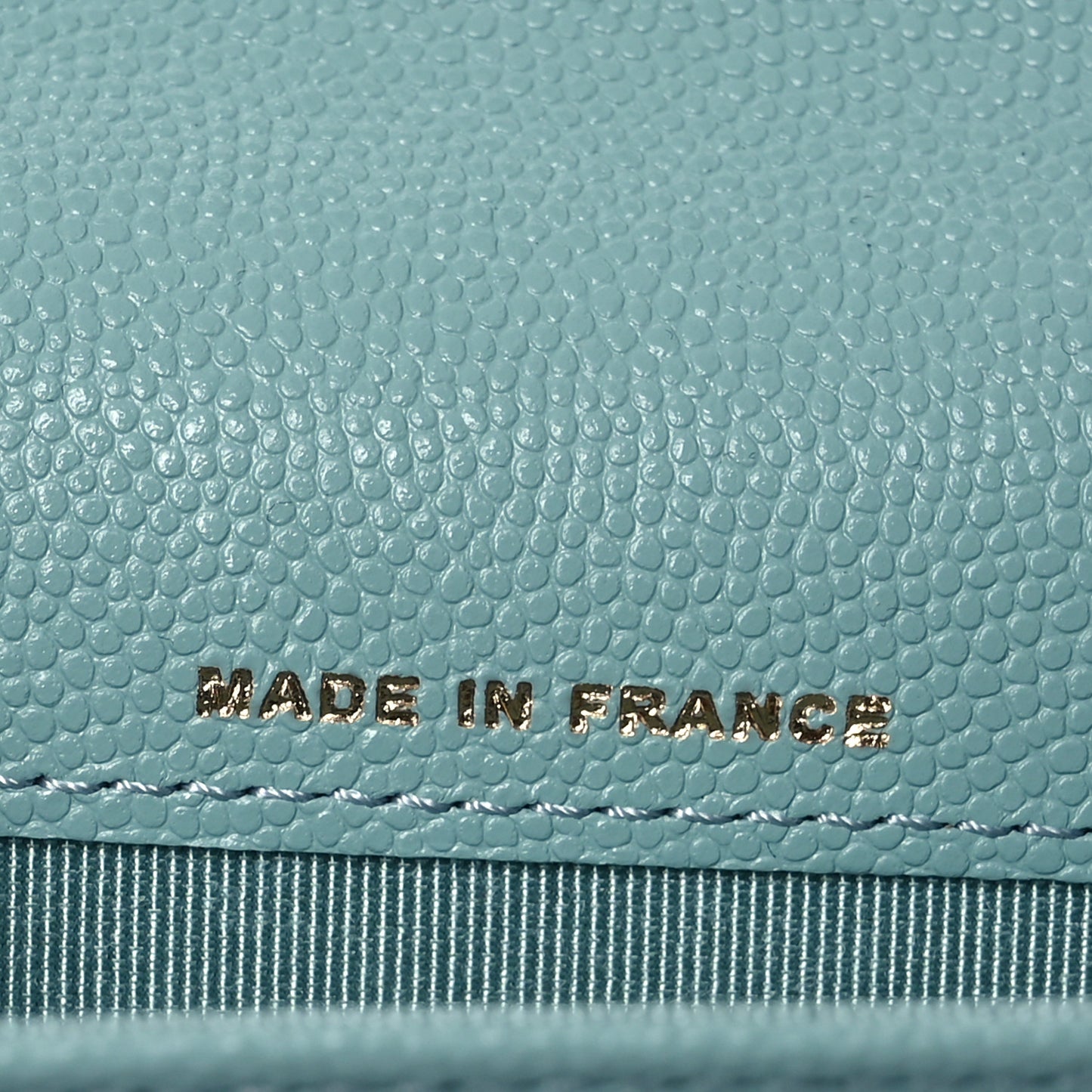 Caviar Quilted Flap Card Holder Wallet Blue
