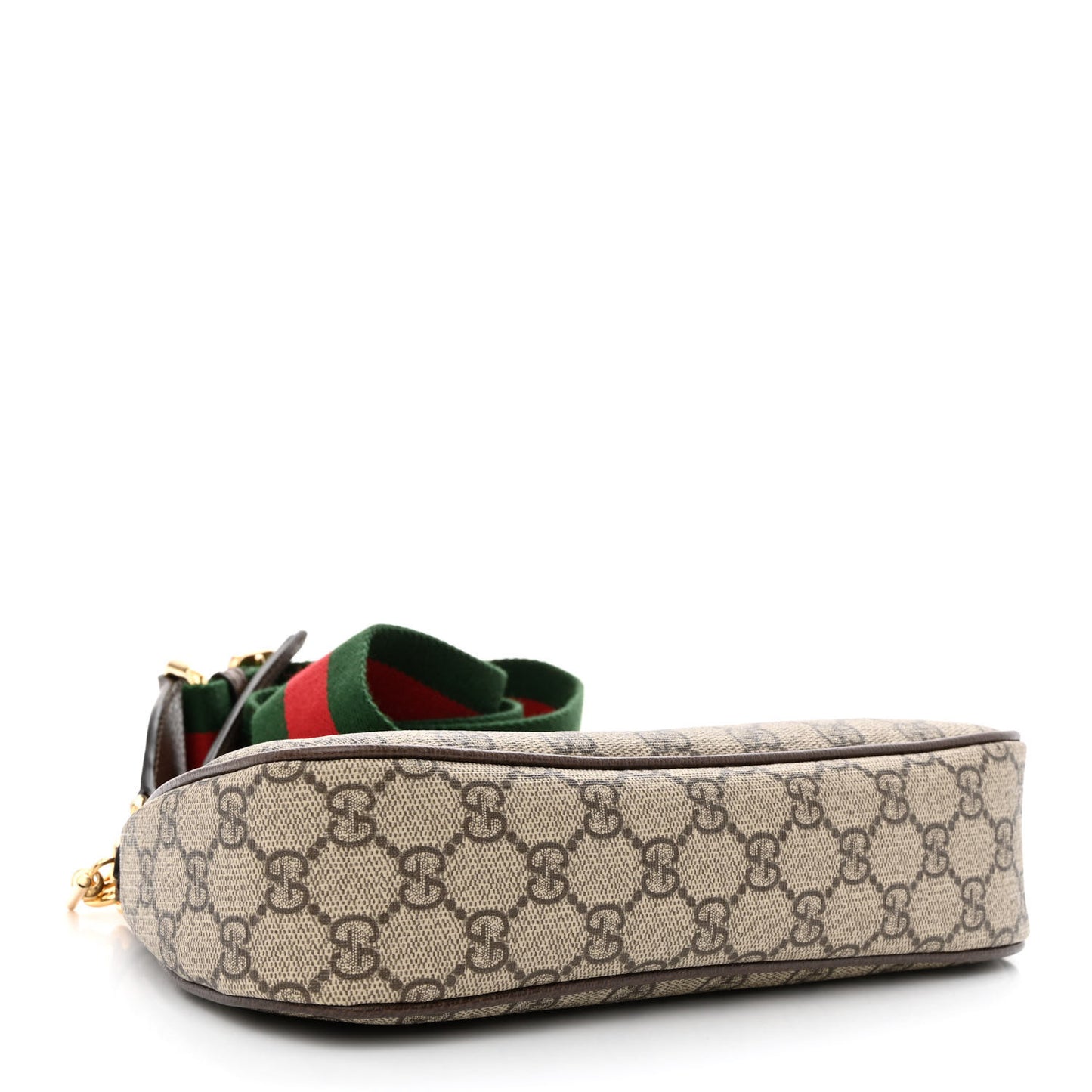 GG Supreme Monogram Textured Dollar Calfskin Web Small Ophidia GG Handbag Beige Ebony New Acero
