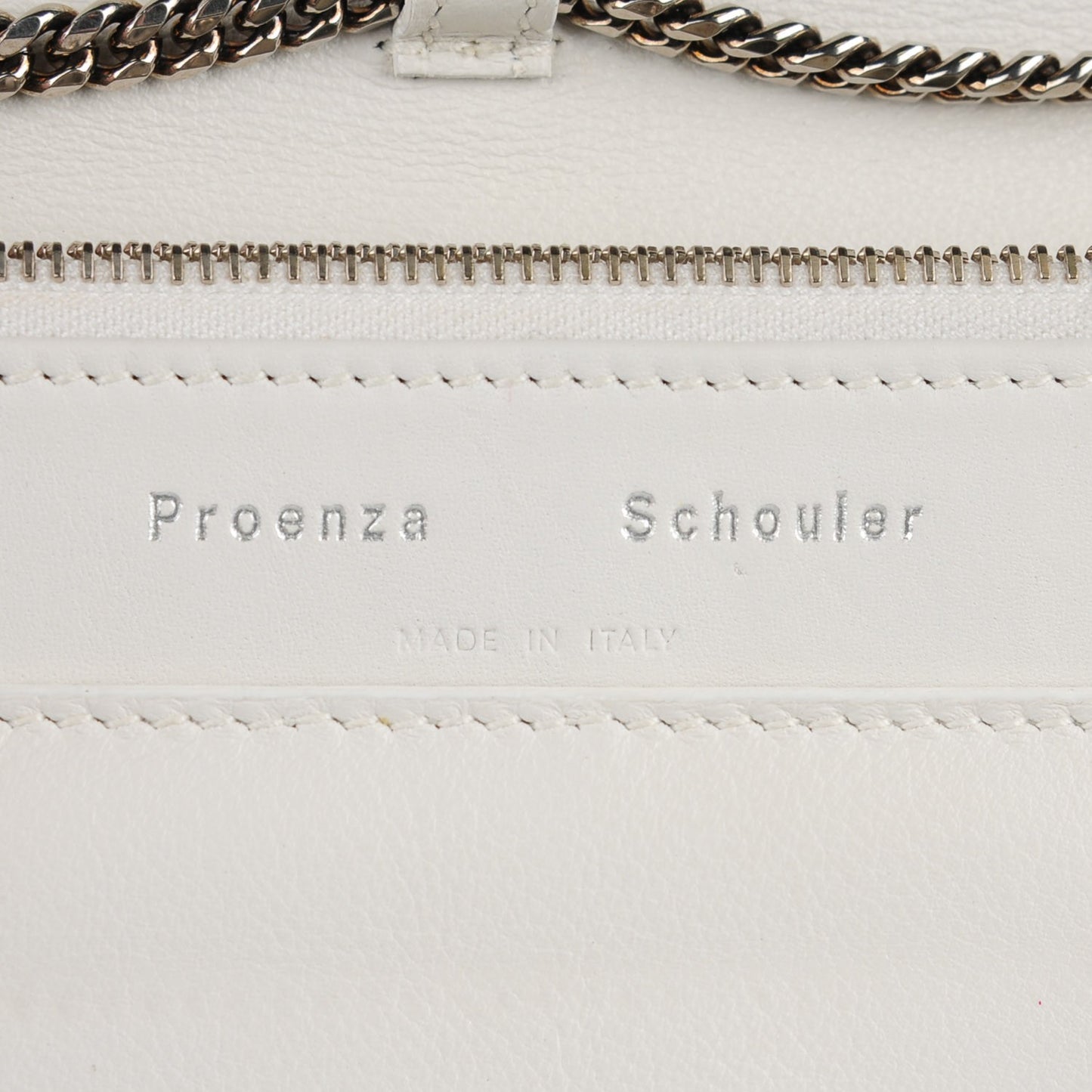 Calfskin PS11 Chain Wallet White