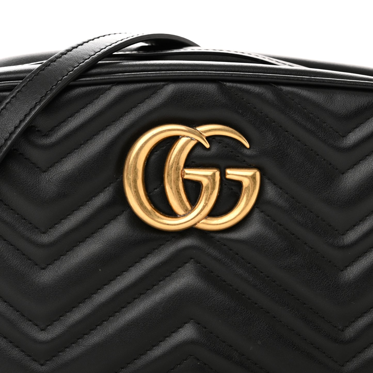 Calfskin Matelasse Small GG Marmont Chain Shoulder Bag Black