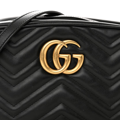 Gucci Calfskin Matelasse Small GG Marmont Chain Shoulder Bag Black 9 of 11