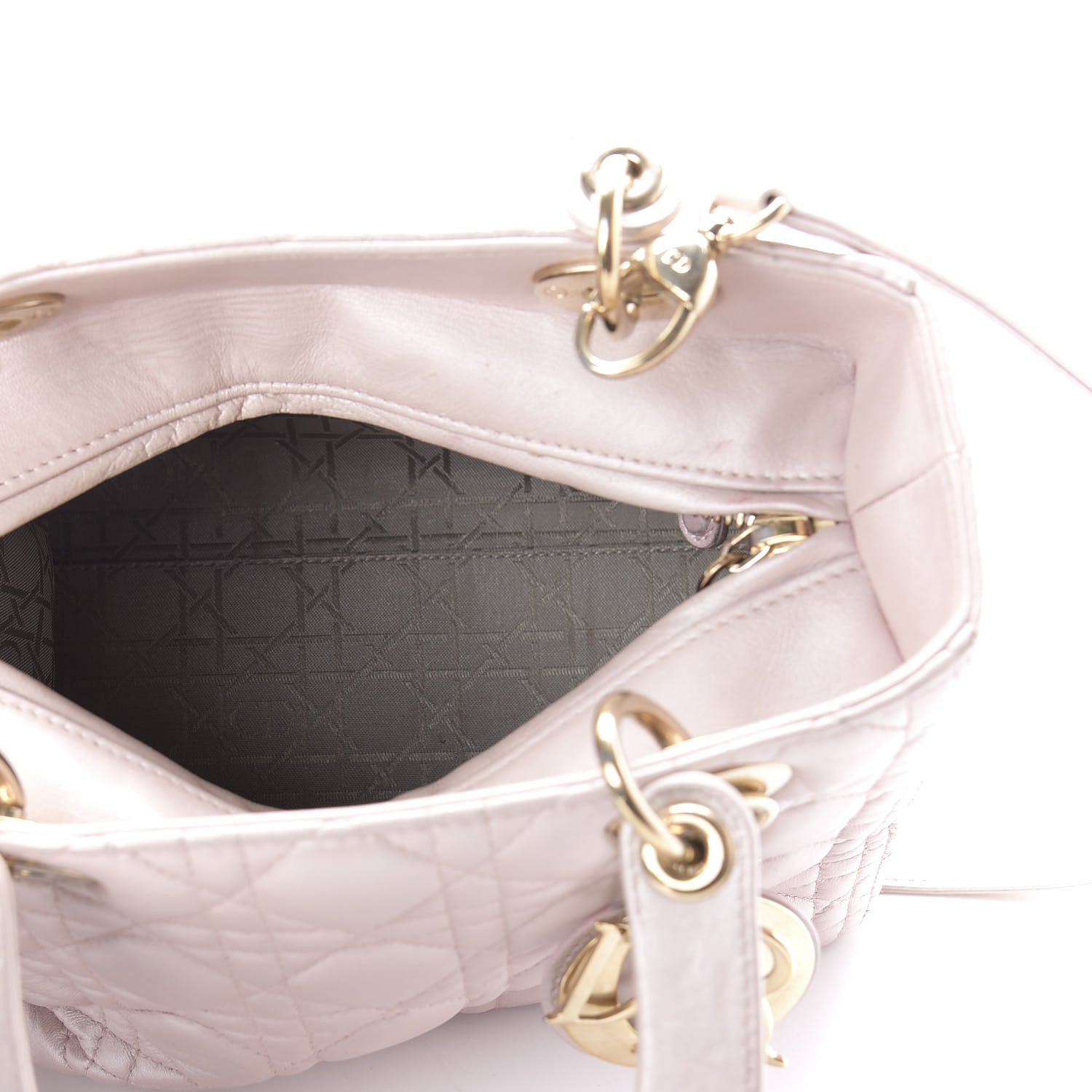 Christian Dior Pearly Lambskin Cannage Medium Lady Dior Lotus 5 of 9