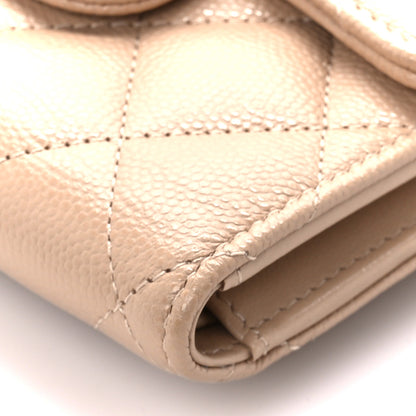 Chanel Caviar Quilted Compact Flap Wallet Beige 12 of 13