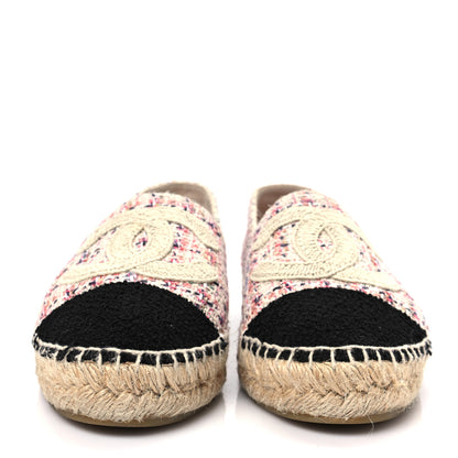 Chanel Tweed CC Espadrilles 38 Pink Black 2 of 9