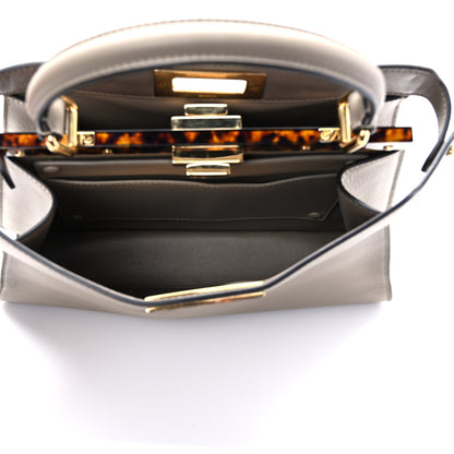 Fendi Vitello Seta Shiny Nappa Plexiglass Medium Peekaboo I SEE U Satchel Tortora 8 of 15