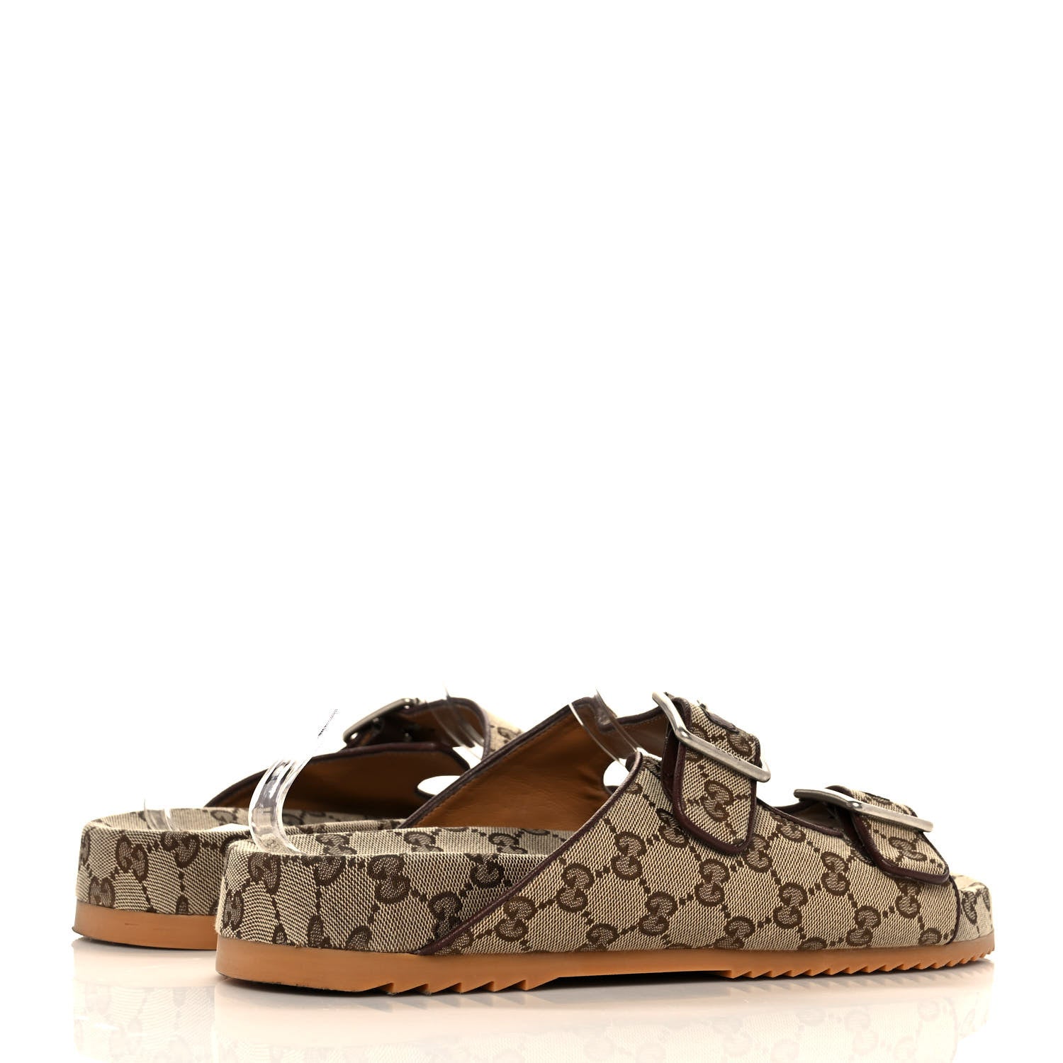 Gucci GG Monogram Lavaredo Eco Fabric Mens Slide Sandals With Straps 12 Beige Ebony Light Brown 4 of 10