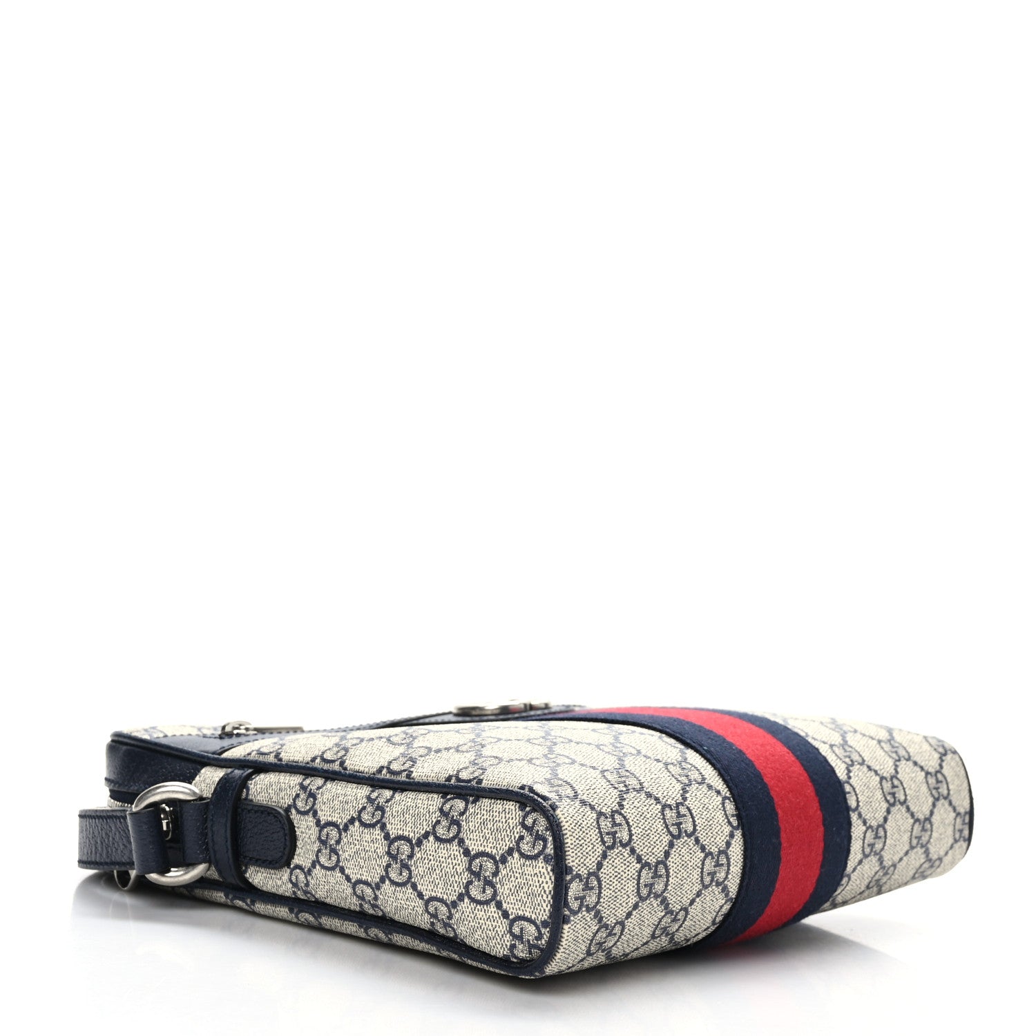 Gucci GG Supreme Monogram Textured Dollar Calfskin Web Small Ophidia Messenger Bag Beige Blue 4 of 10