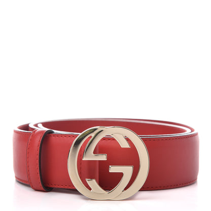Gucci Moon Calfskin Interlocking G 37mm Belt 85 34 Vibrant Red 1 of 6