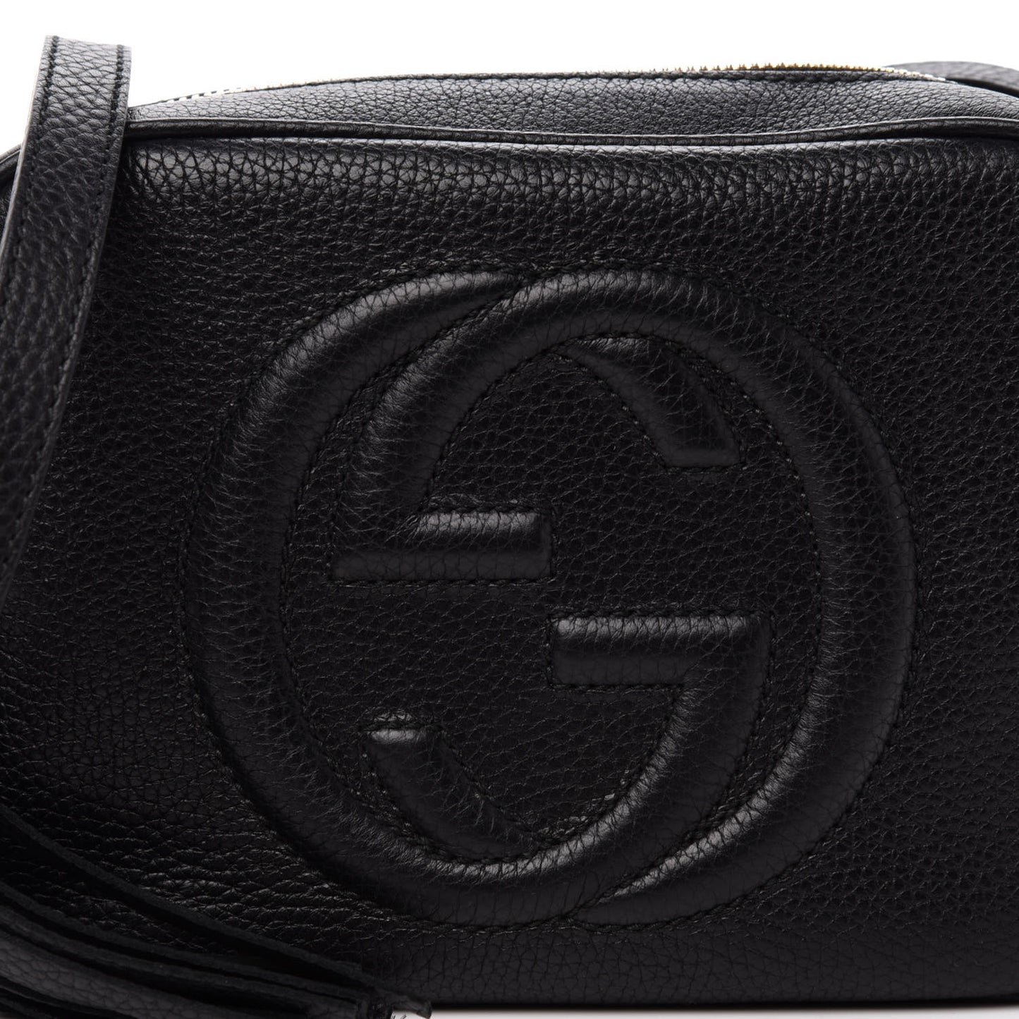 Pebbled Calfskin Small Soho Disco Bag Black