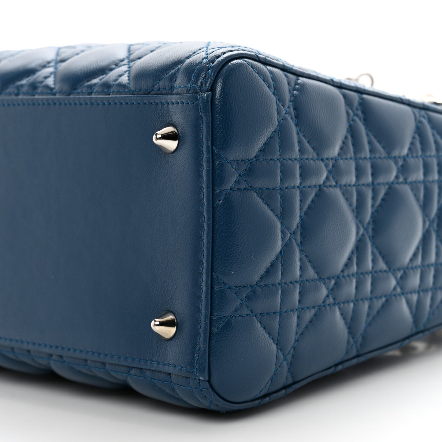 Lambskin Cannage Medium Lady Dior Crystal Strap Navy