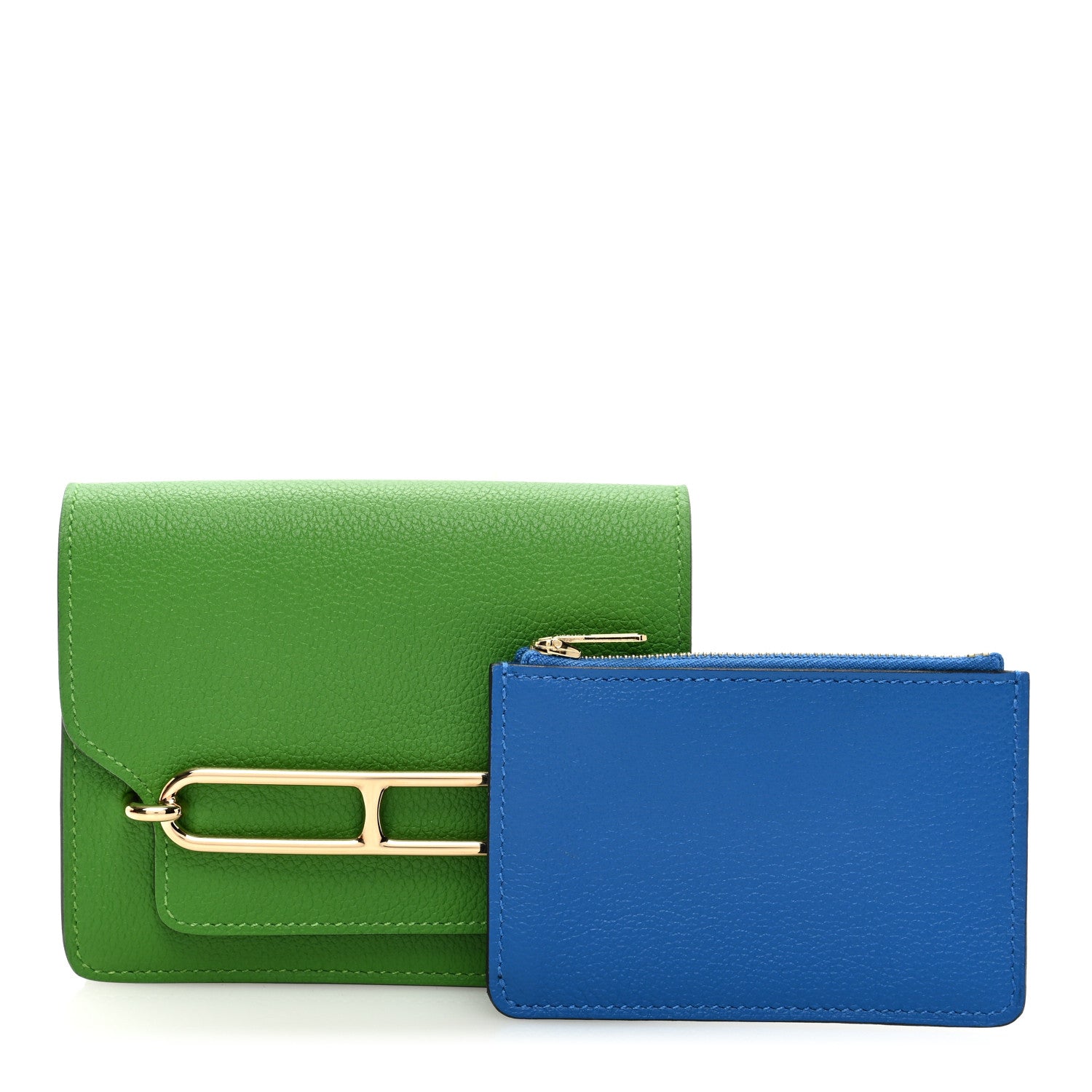 Hermes Evercolor Bi-color Roulis Slim Wallet Vert Yucca Bleu Hydra 1 of 8