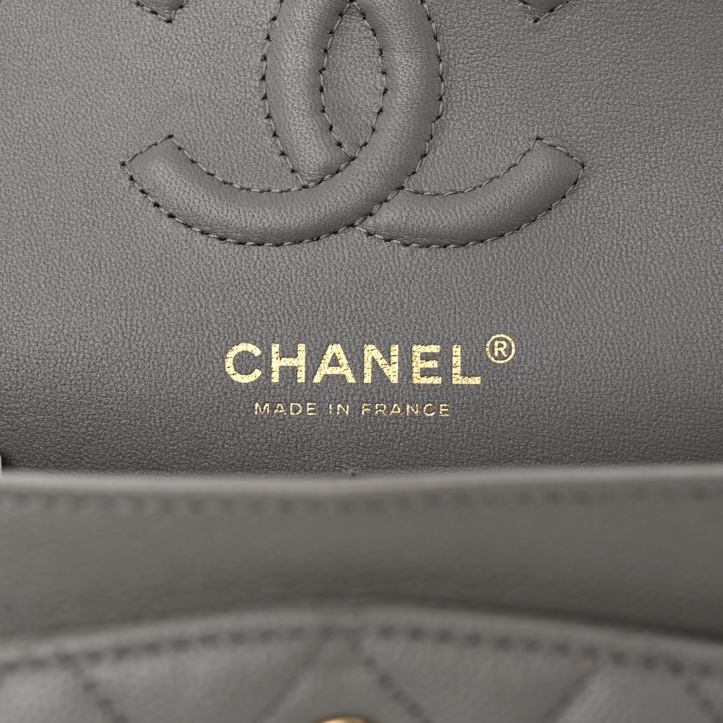Caviar Quilted Small Double Flap Grey