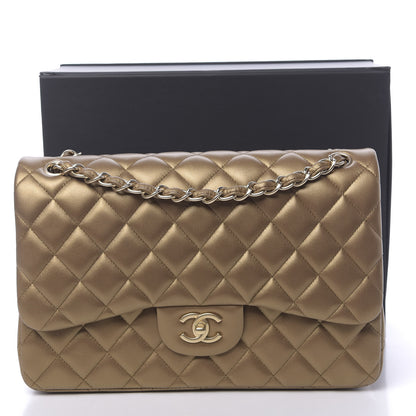 Chanel Metallic Lambskin Quilted Jumbo Double Flap Gold 11 of 11