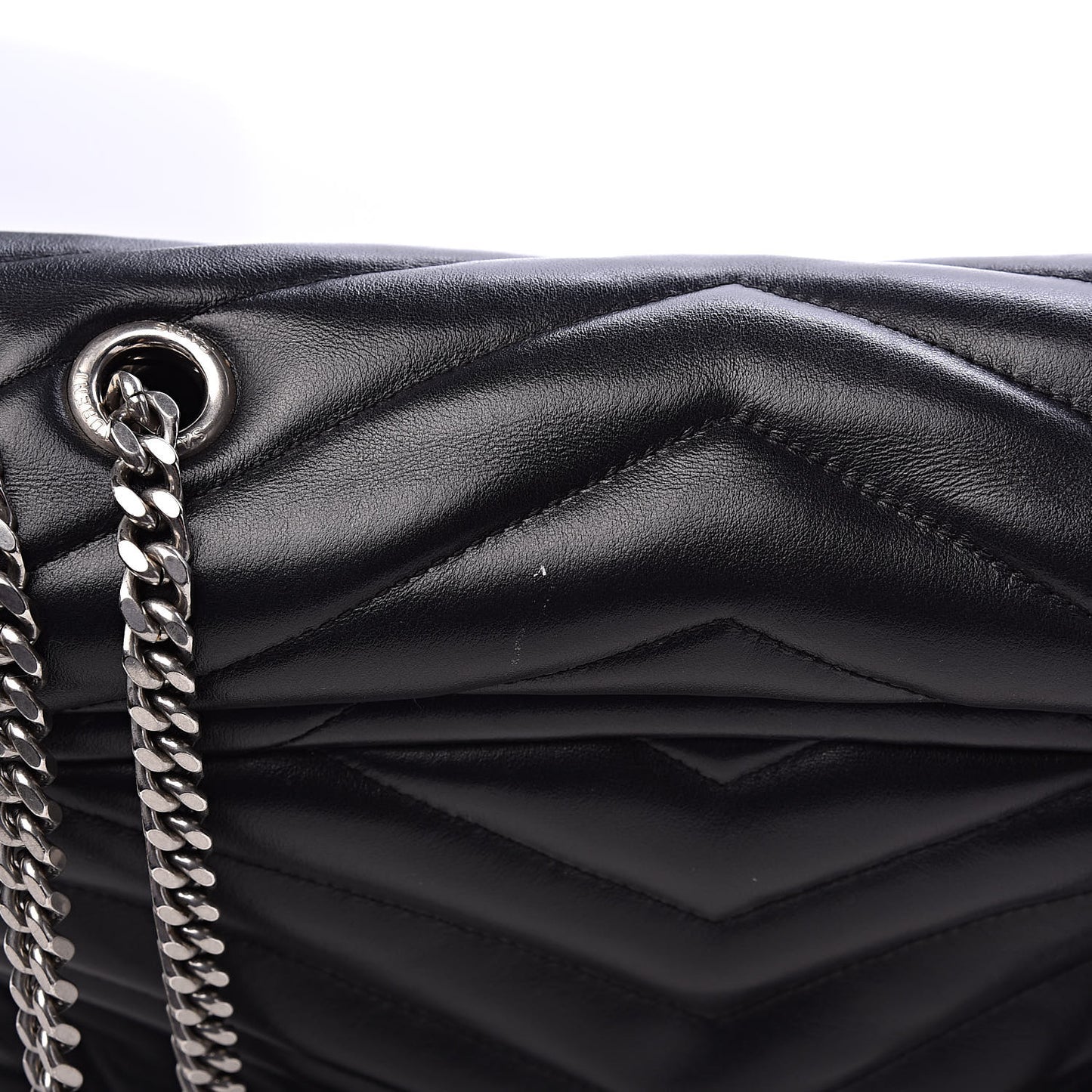 Calfskin Y Quilted Monogram Medium Loulou Chain Satchel Black